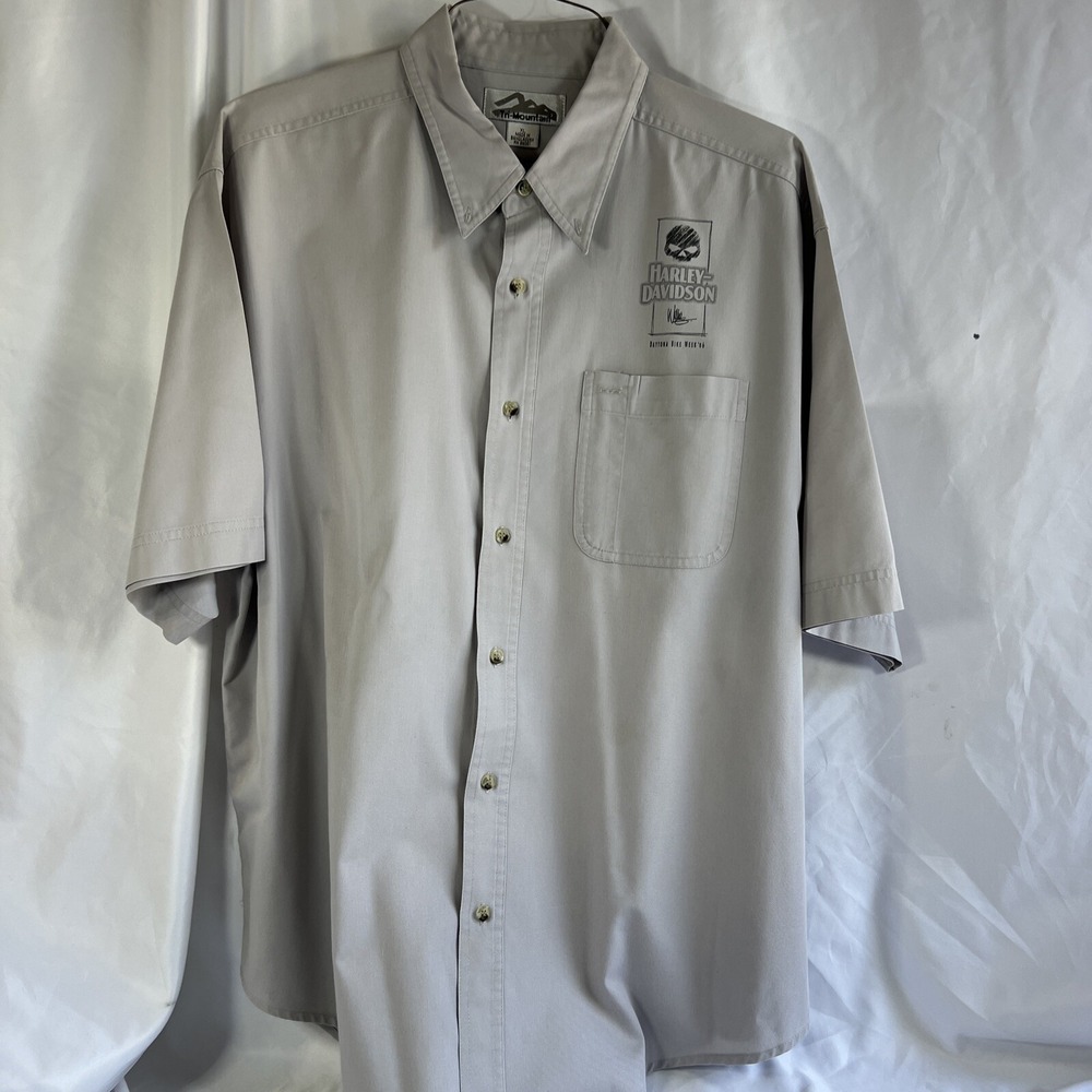 Harley Davidson Motorcycle Gray SS Button Down Shirt XL Daytona Bike Week 2006